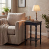 Small Beige Wood Table Lamp 38cm — Bedside Table Lamp, Linen Shade, Pella