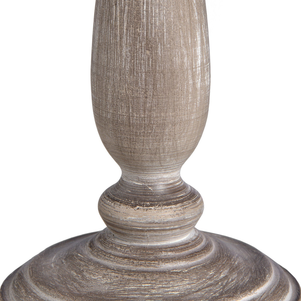 Beige Wood Table Lamp 53cm — Living Room Table Lamp, Linen Shade, Teos