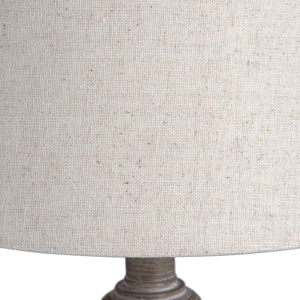 Beige Wood Table Lamp 53cm — Living Room Table Lamp, Linen Shade, Teos