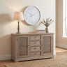 Beige Wood Table Lamp 53cm — Living Room Table Lamp, Linen Shade, Teos
