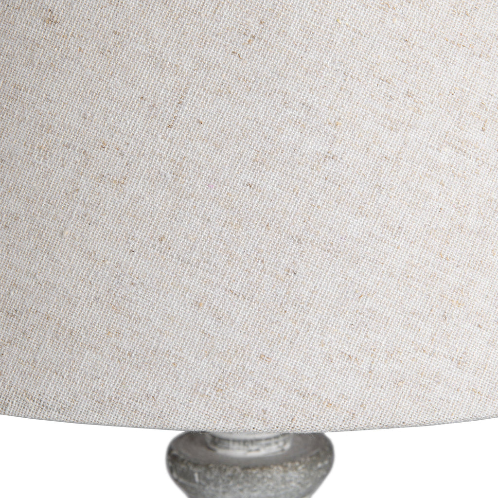 Small Beige Wood Table Lamp 40cm — Bedside Table Lamp, Linen Shade, Aegina