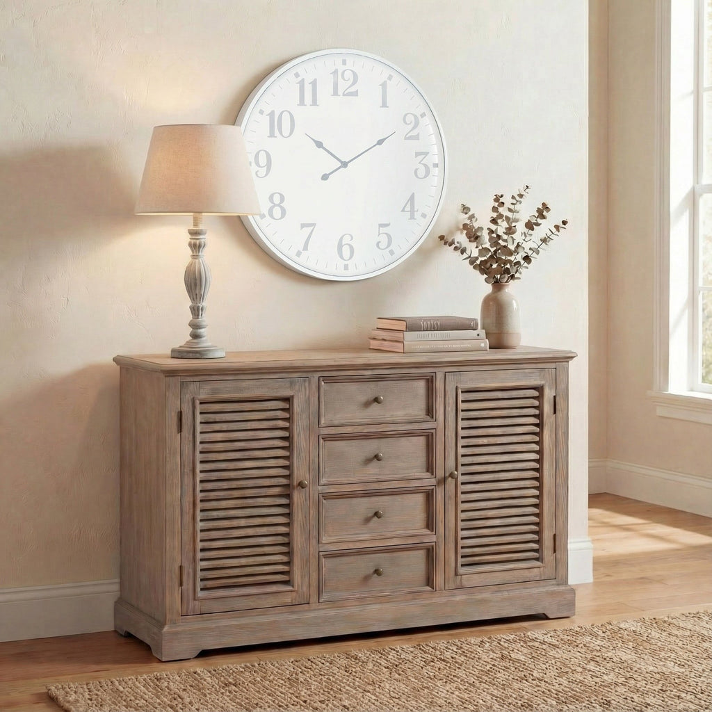 Small Beige Wood Table Lamp 40cm — Bedside Table Lamp, Linen Shade, Aegina