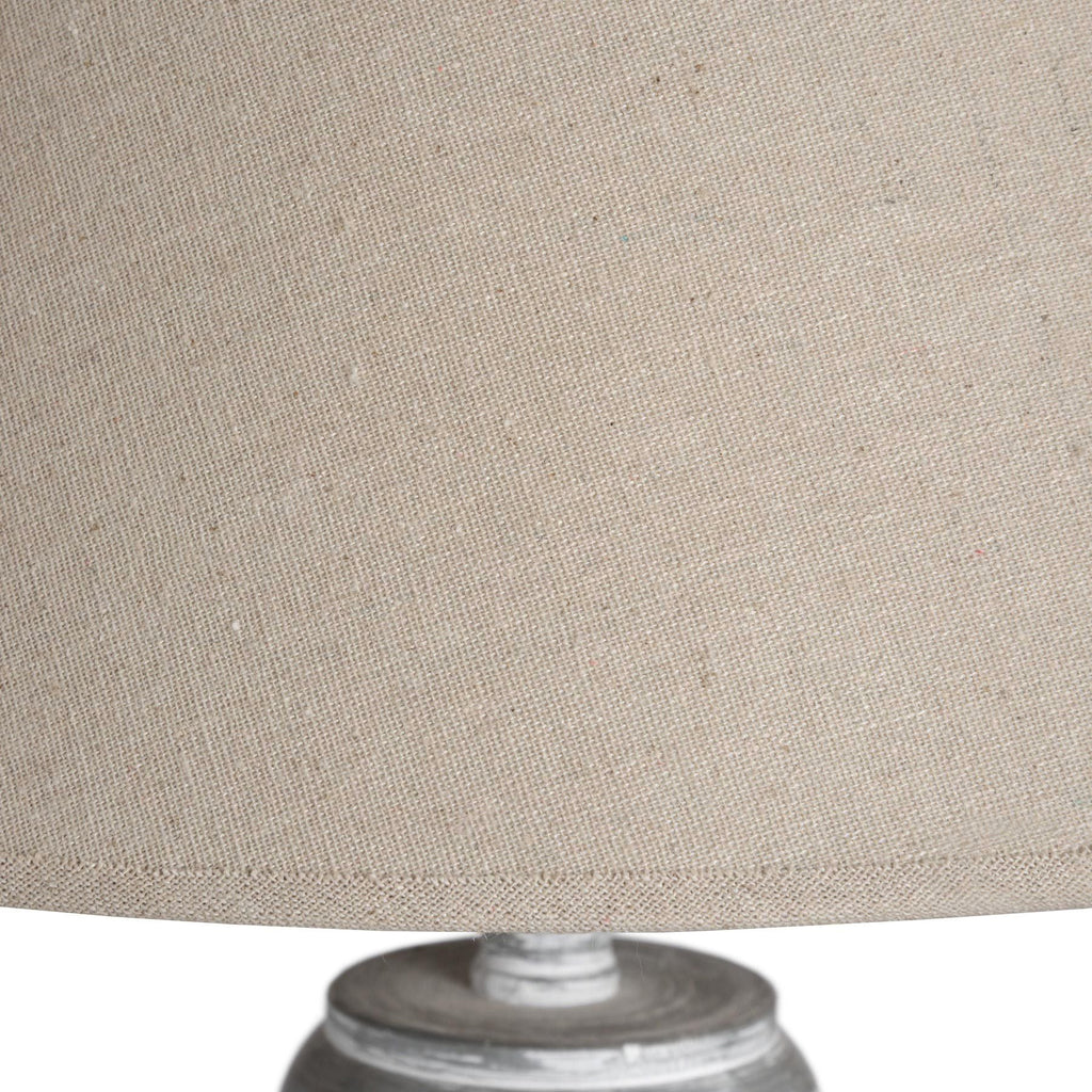 Beige Wood Floor Lamp 155cm — Living Room Floor Lamp, Linen Shade, Ithaca