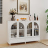 White Arched Glass-Door Sideboard, 2 Drawers & Display Shelves
