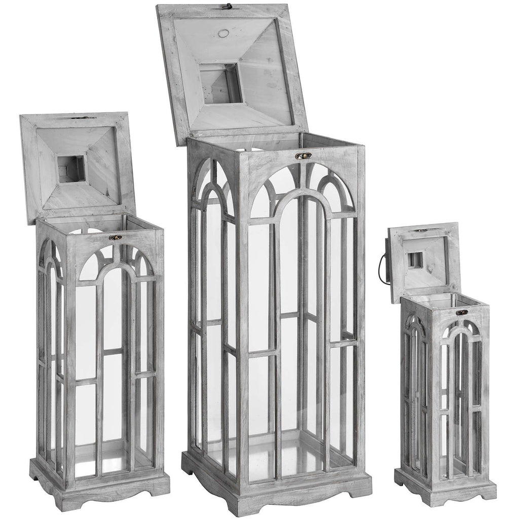 Arley Wooden Lantern, Set of 3