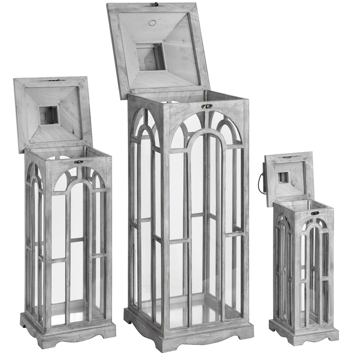 Arley Wooden Lantern, Set of 3