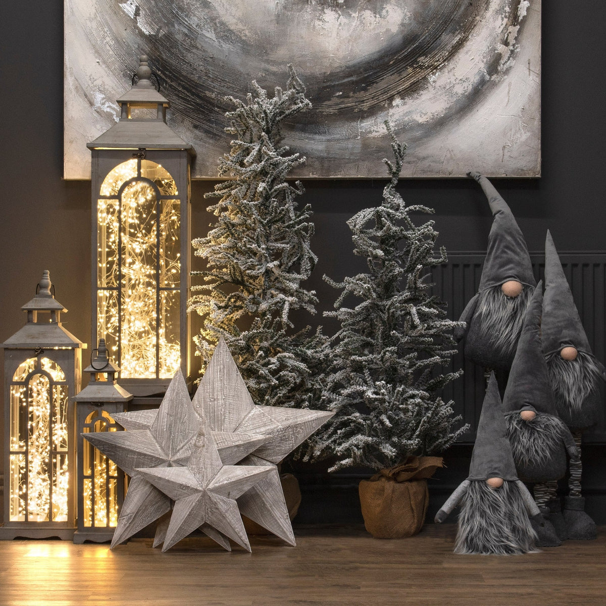 Arley Wooden Lantern, Set of 3