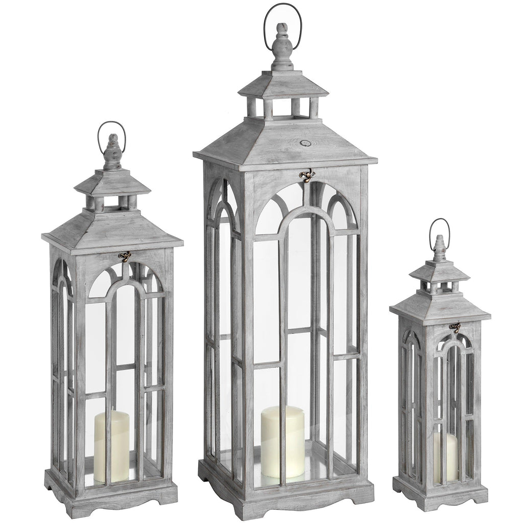 Arley Wooden Lantern, Set of 3