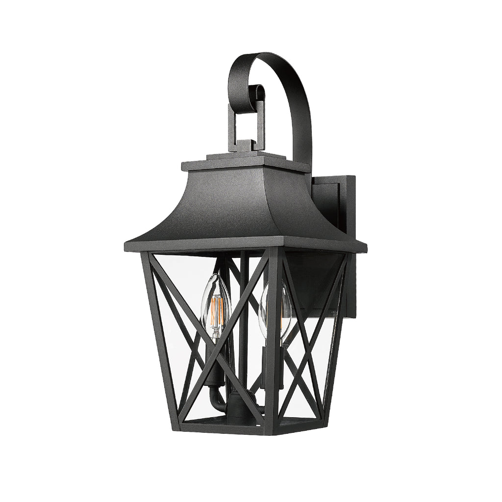 Black Outdoor Wall Lantern 2-Light Light Fixture