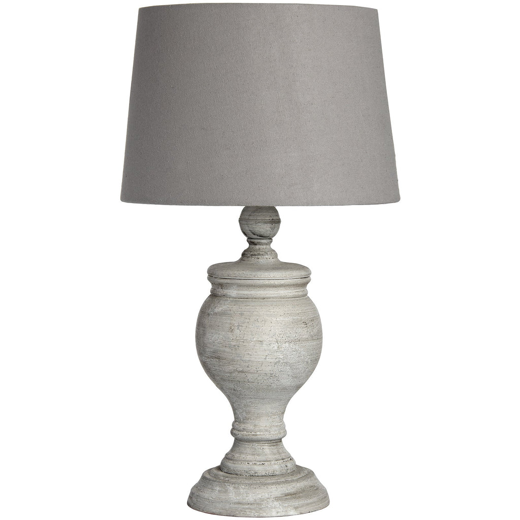 Beige Wood Table Lamp 53cm — Living Room Table Lamp, Linen Shade, Uthina