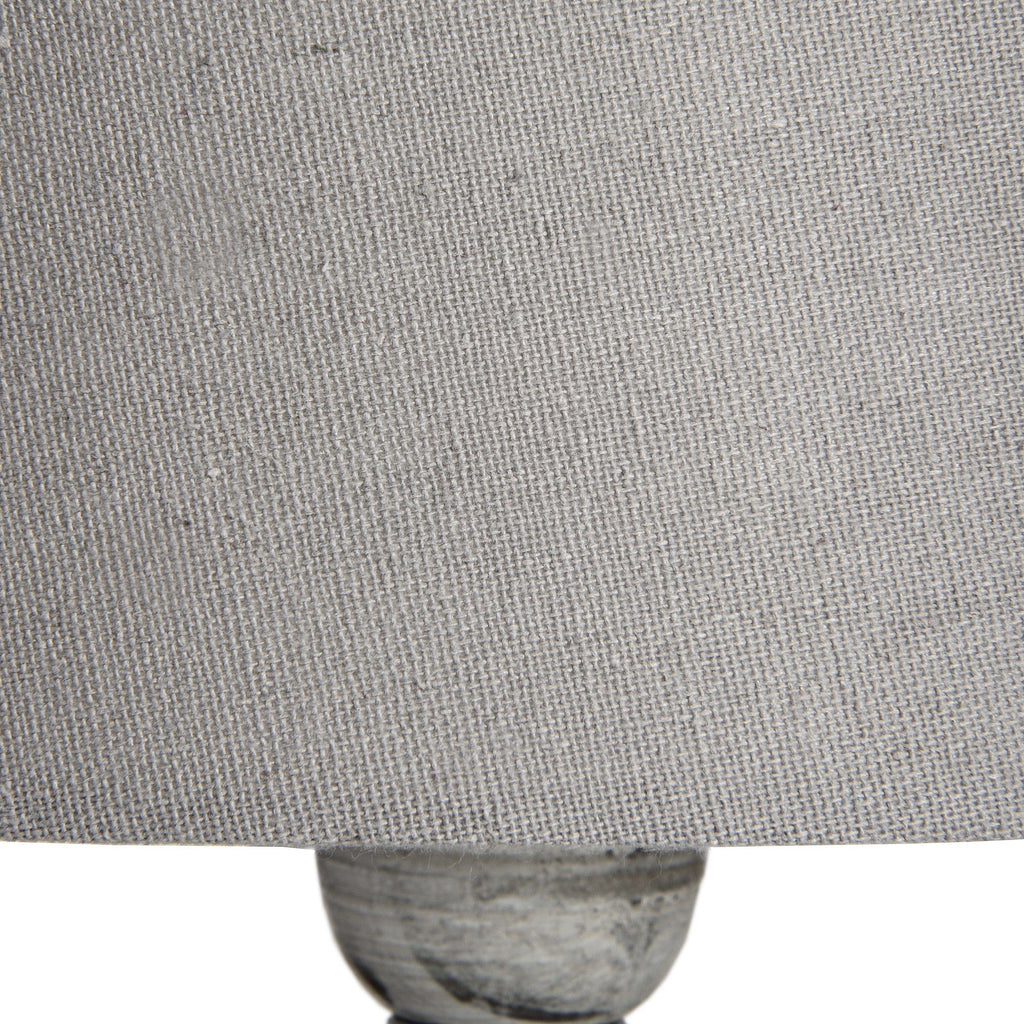 Beige Wood Table Lamp 53cm — Living Room Table Lamp, Linen Shade, Uthina
