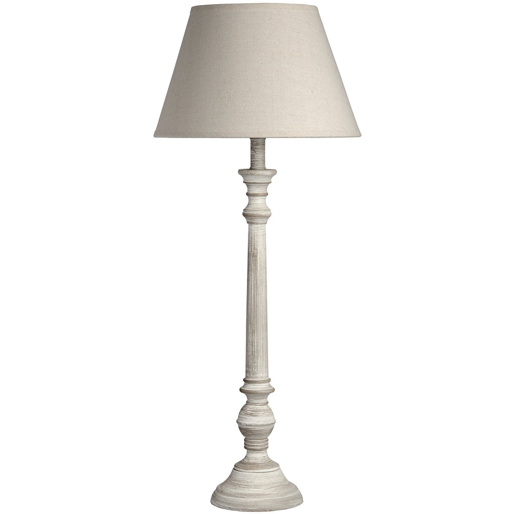 Grey Wood Table Lamp 72cm — Living Room Table Lamp, Linen Shade, Leptis Magna