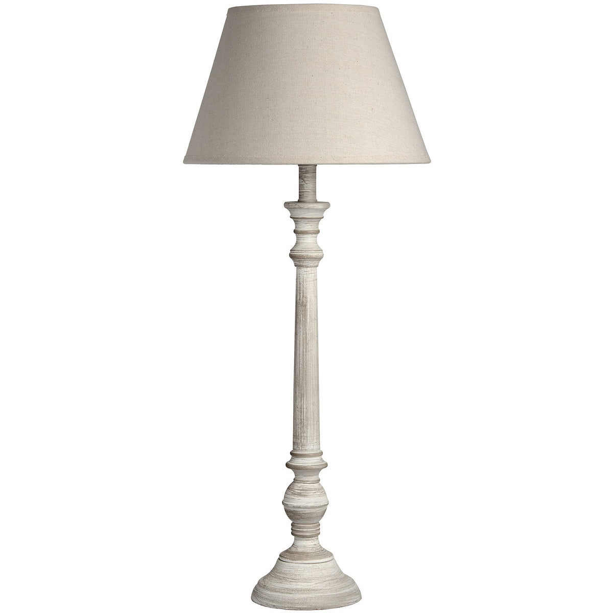 Grey Wood Table Lamp 72cm — Living Room Table Lamp, Linen Shade, Leptis Magna