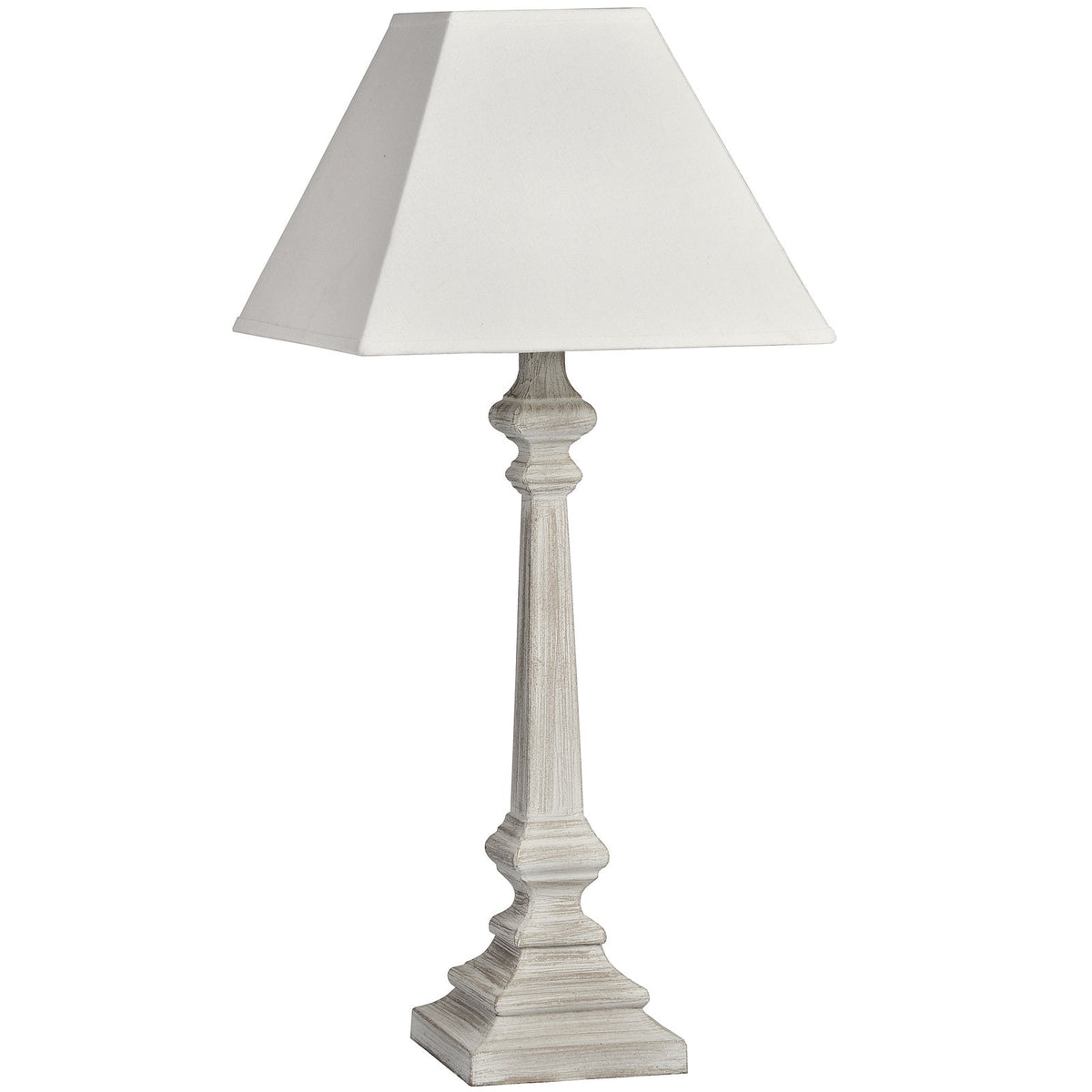 White Wood Table Lamp 51.5cm — Living Room Table Lamp, Linen Shade, Pula