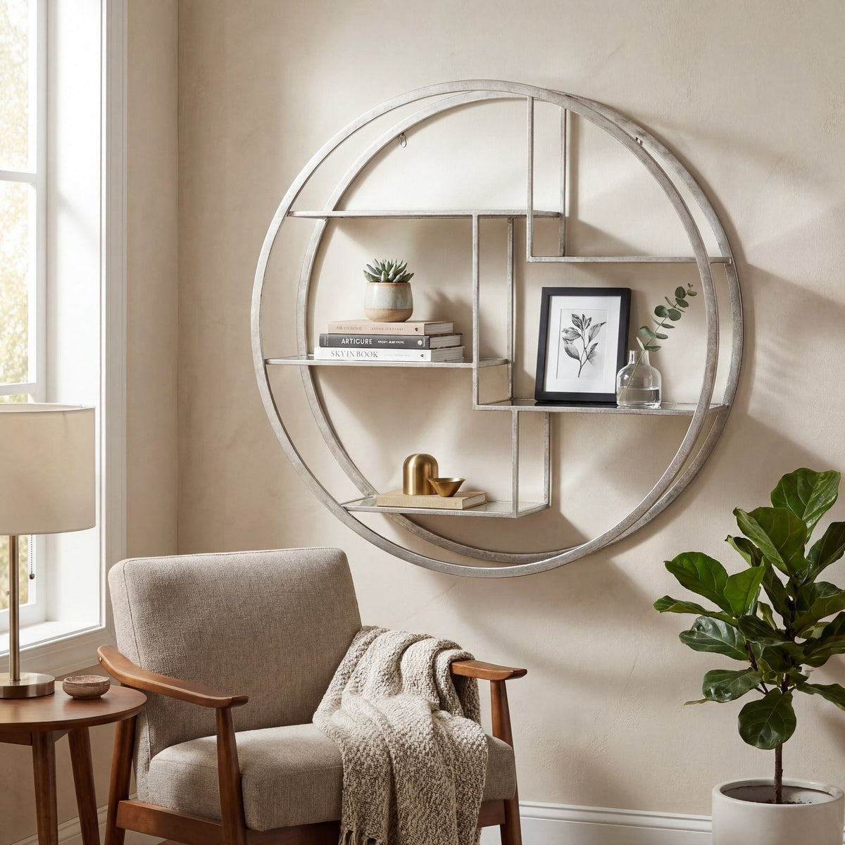 Halo Circular Wall Shelf, Silver