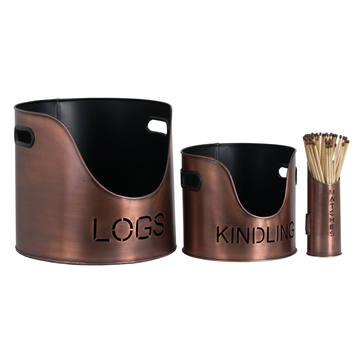Copper Finish Logs And Kindling Buckets &