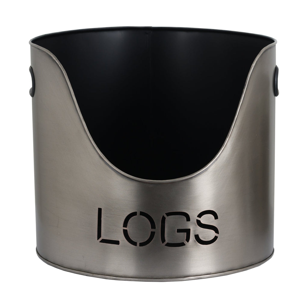 Pewter Finish Logs And Kindling Buckets &