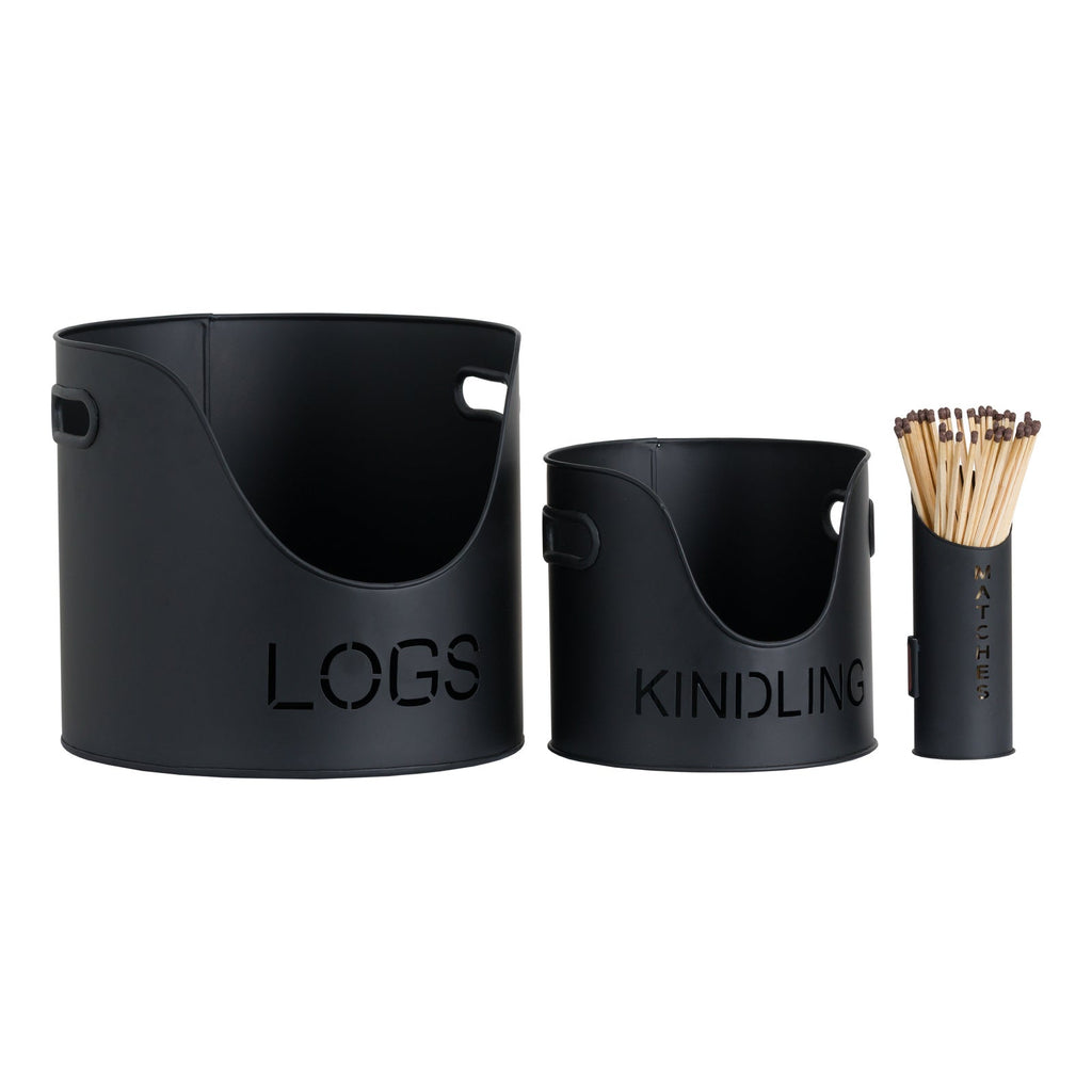 Black Finish Logs And Kindling Buckets