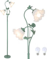 Vintage Green Floral 2-Light Floor Lamp