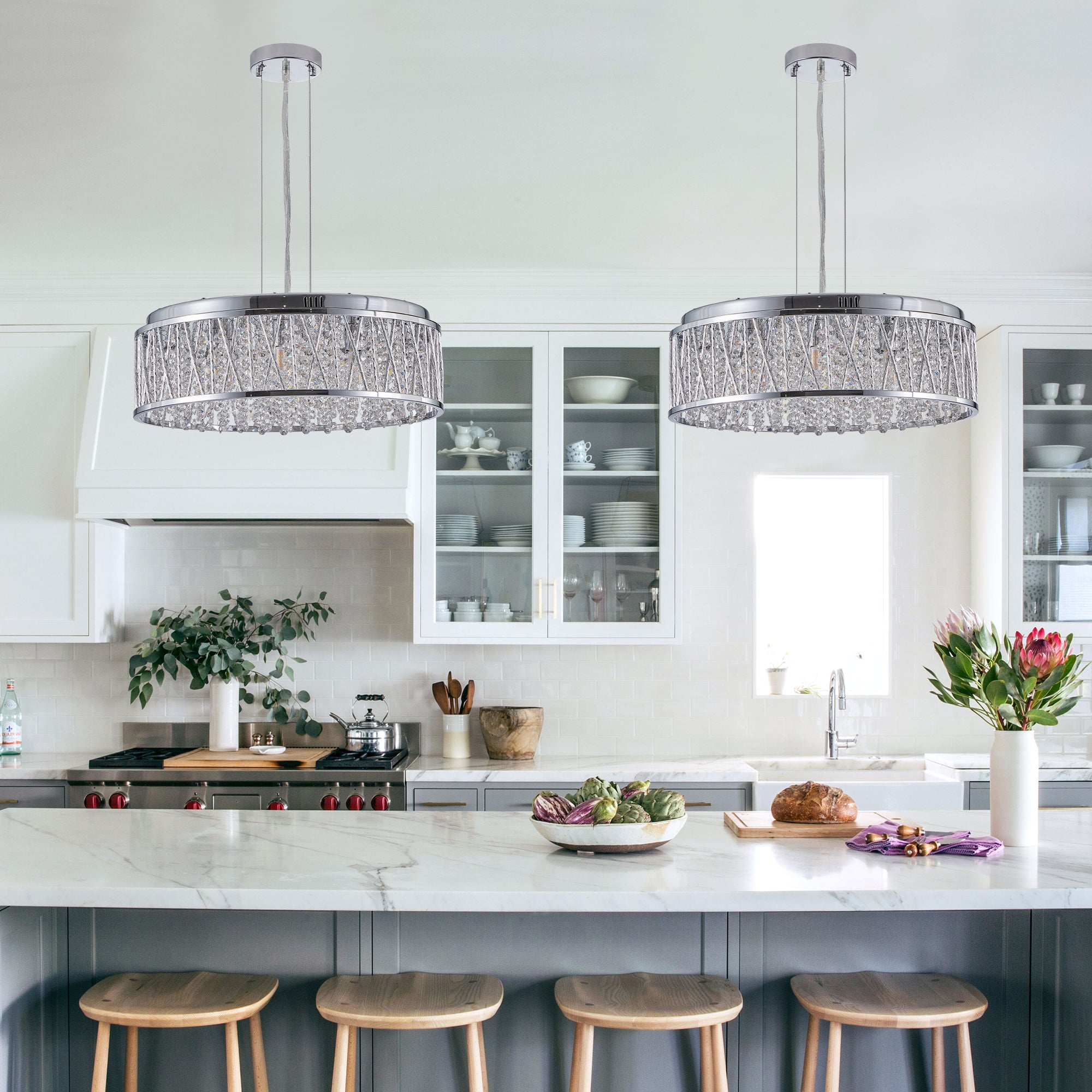 Modern Crystal Chandelier 19 Inches Aluminum+Iron Round
