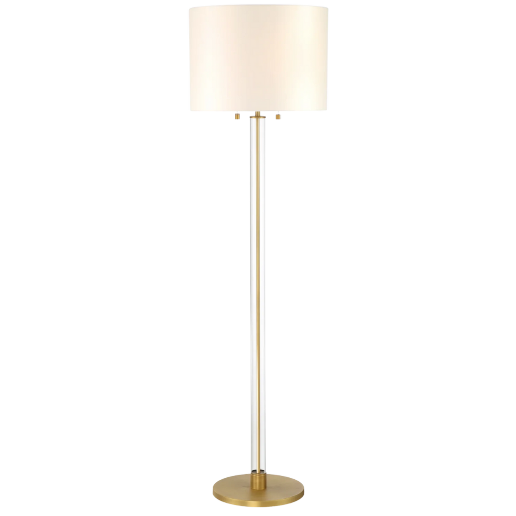 Laurel Floor Lamp with Glass Cylinder, Polished Nickel