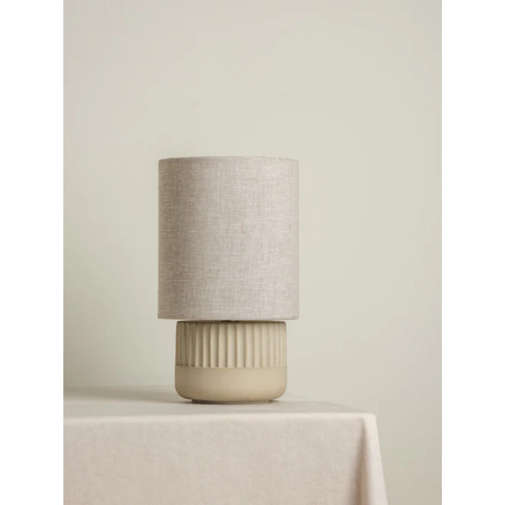 Enza - Warm White Table Lamp with Ribbed Concrete