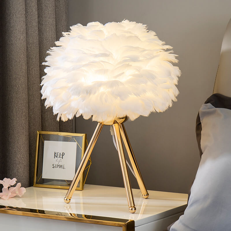 Feather Table Lamp for Bedroom
