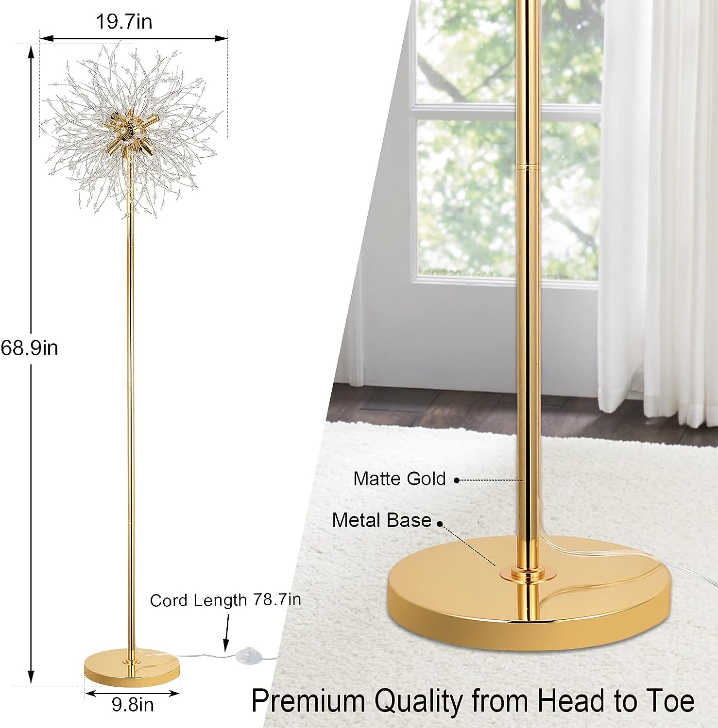 69 inch Crystal Floor Lamp