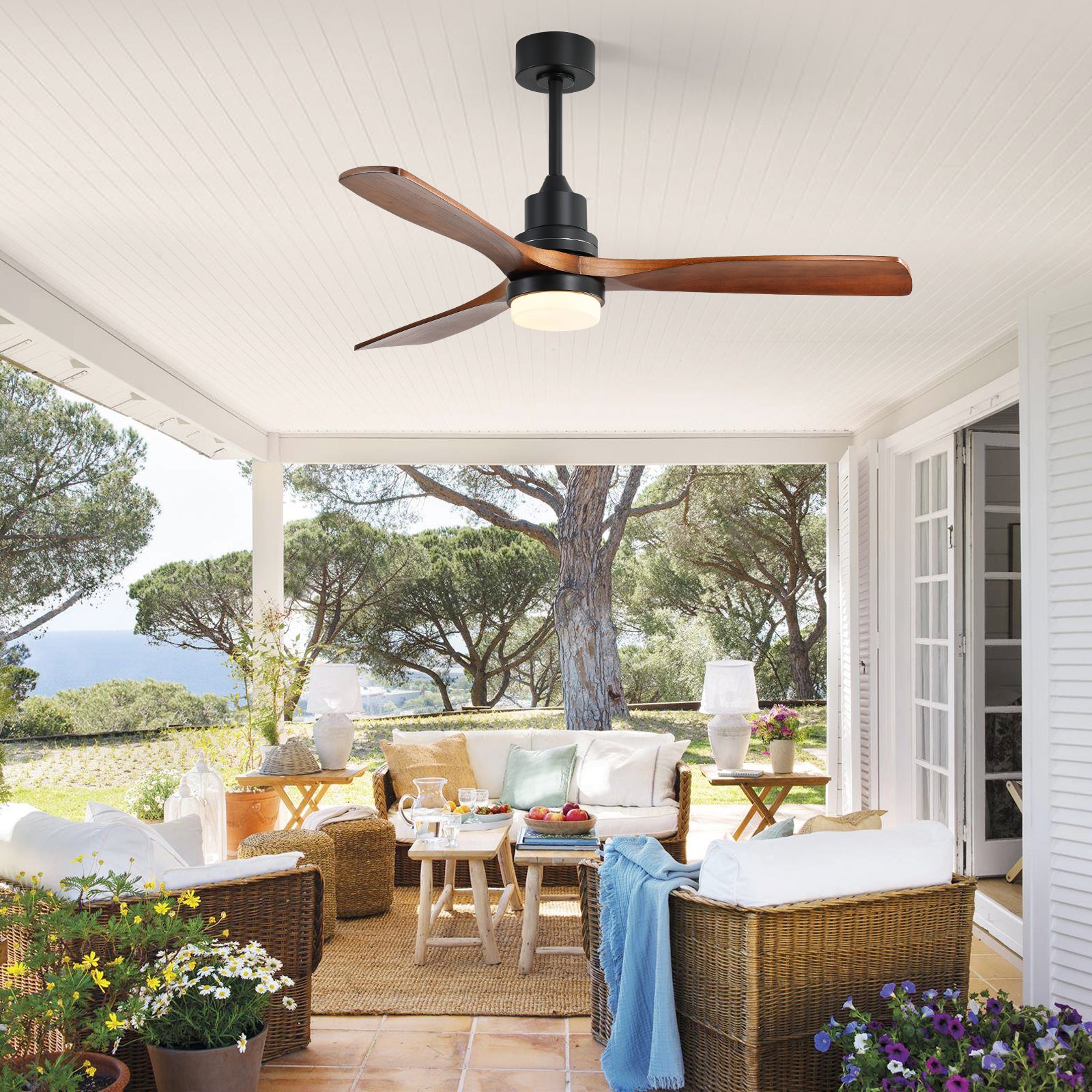 52 Inch Indoor Ceiling Fan With Dimmable Led Light 3 Solid