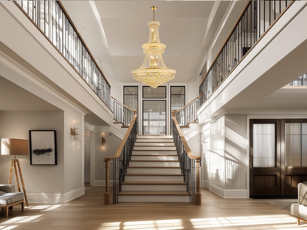 32-Inch Gold Crystal Chandelier