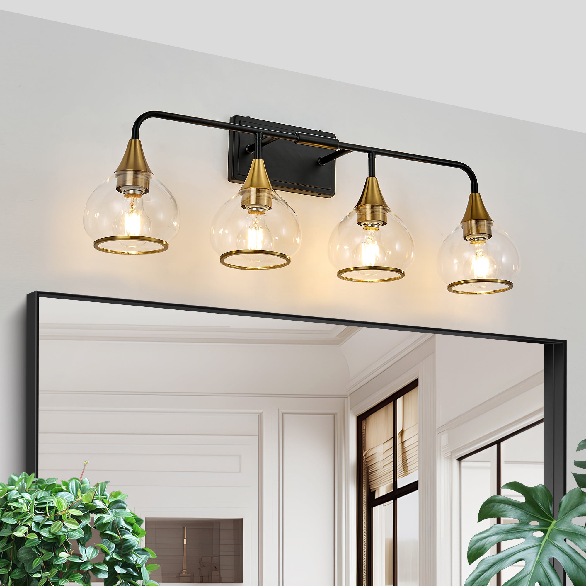 31" Modern 4-Light Vanity Wall Sconce - Black Light Fixture