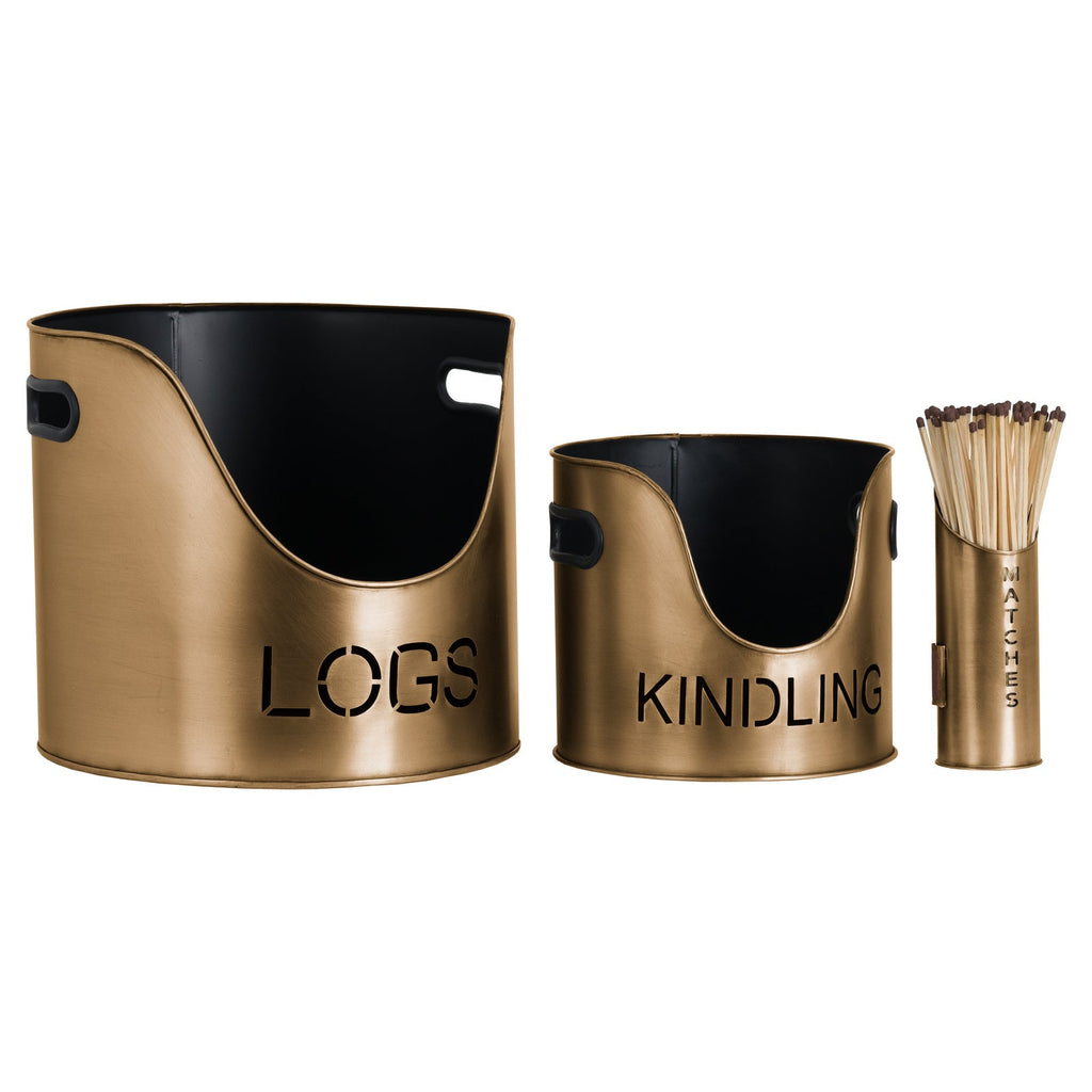 Bronze Finish Logs And Kindling Buckets &