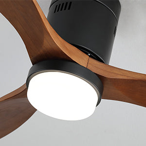 52 Inch Ceiling Fan With Lights 3 Solid Wood Fan Blade