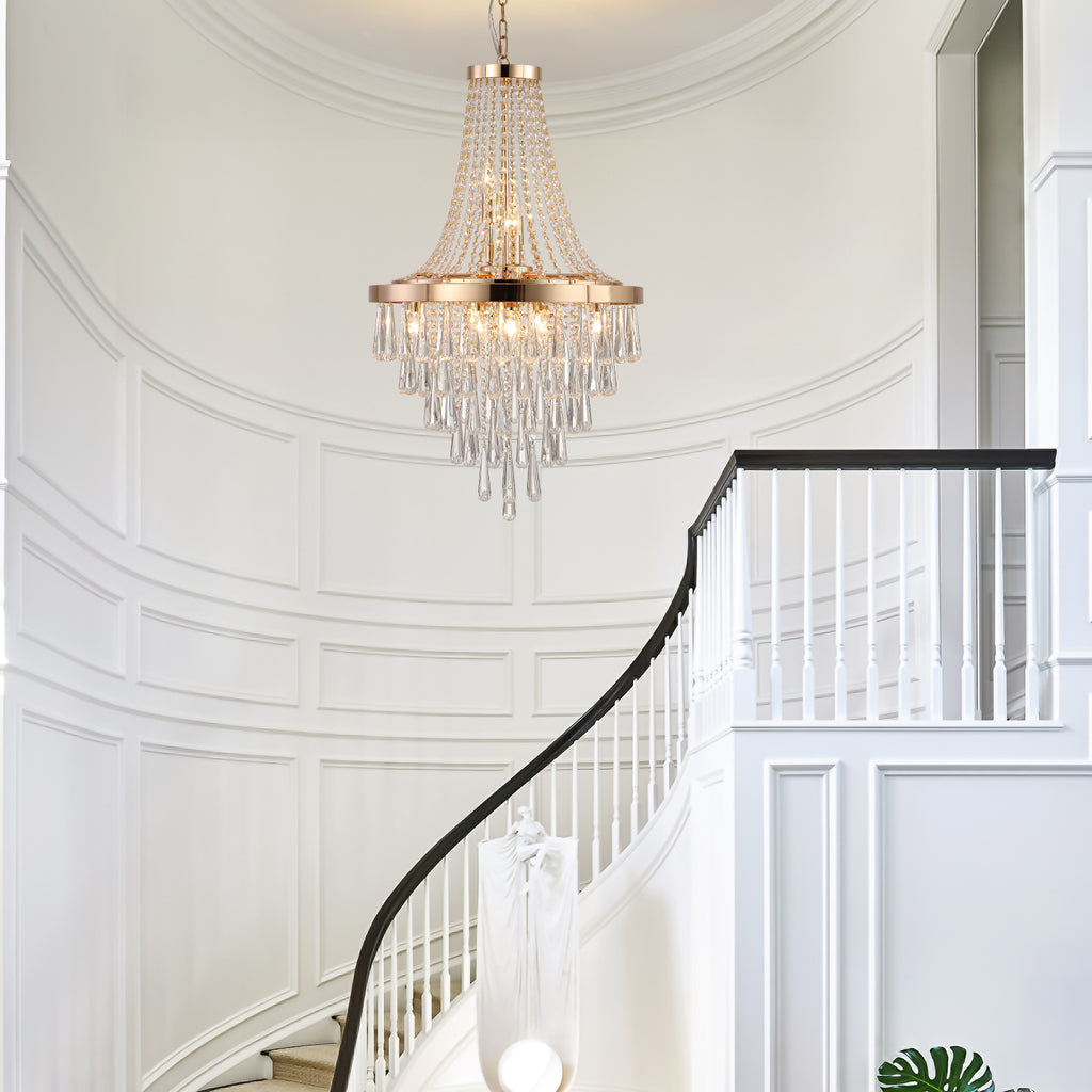 20" Modern Crystal Pendant Chandelier with Golden Finish