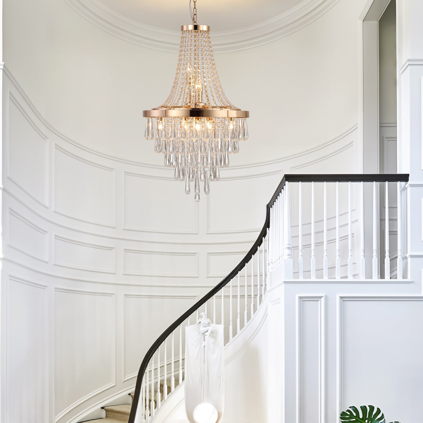 20" Modern Crystal Pendant Chandelier with Golden Finish