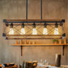 32" Walnut Industrial Farmhouse Rectangle Pendant Chandelier