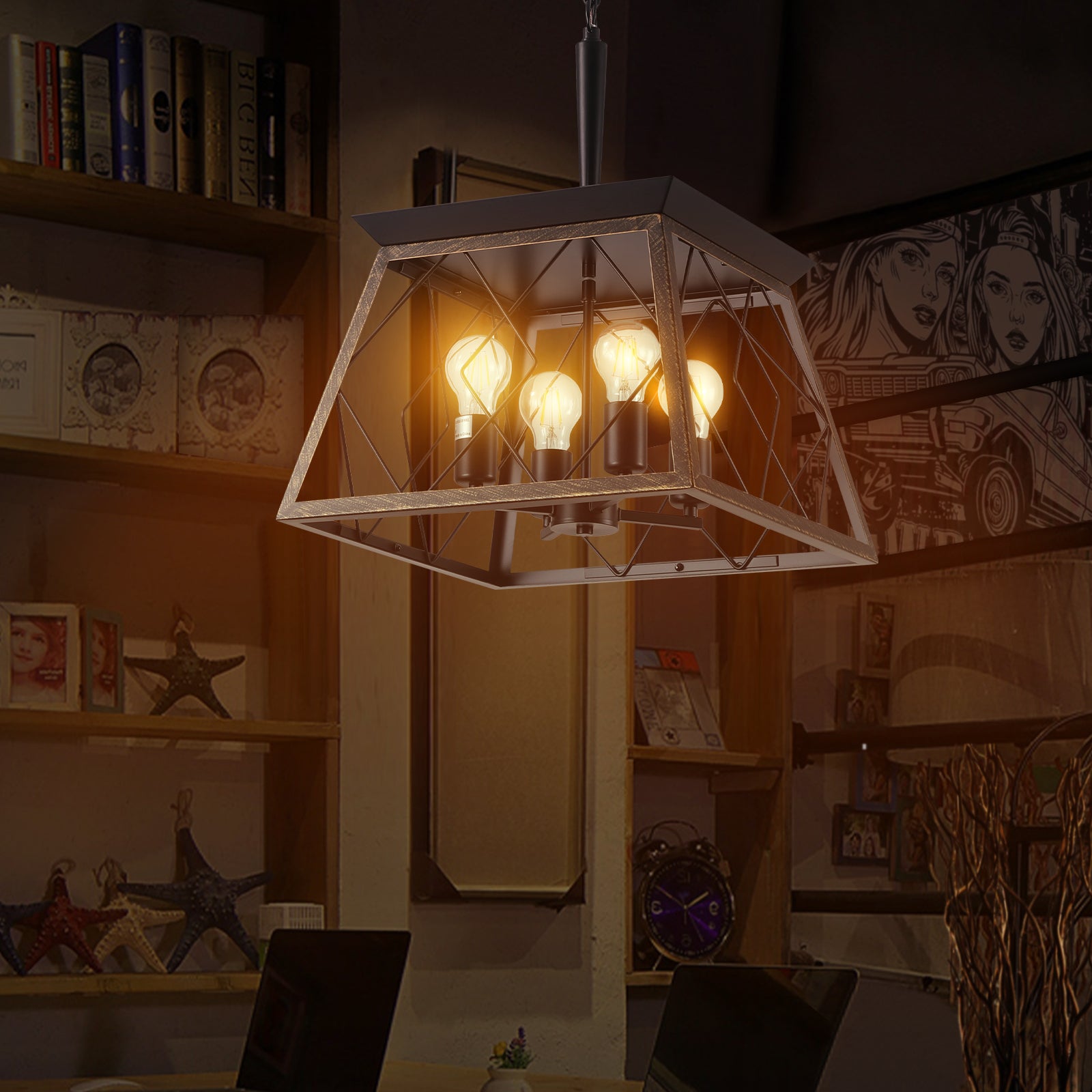 Farmhouse Chandelier 4-Light Vintage Antique Chandeliers