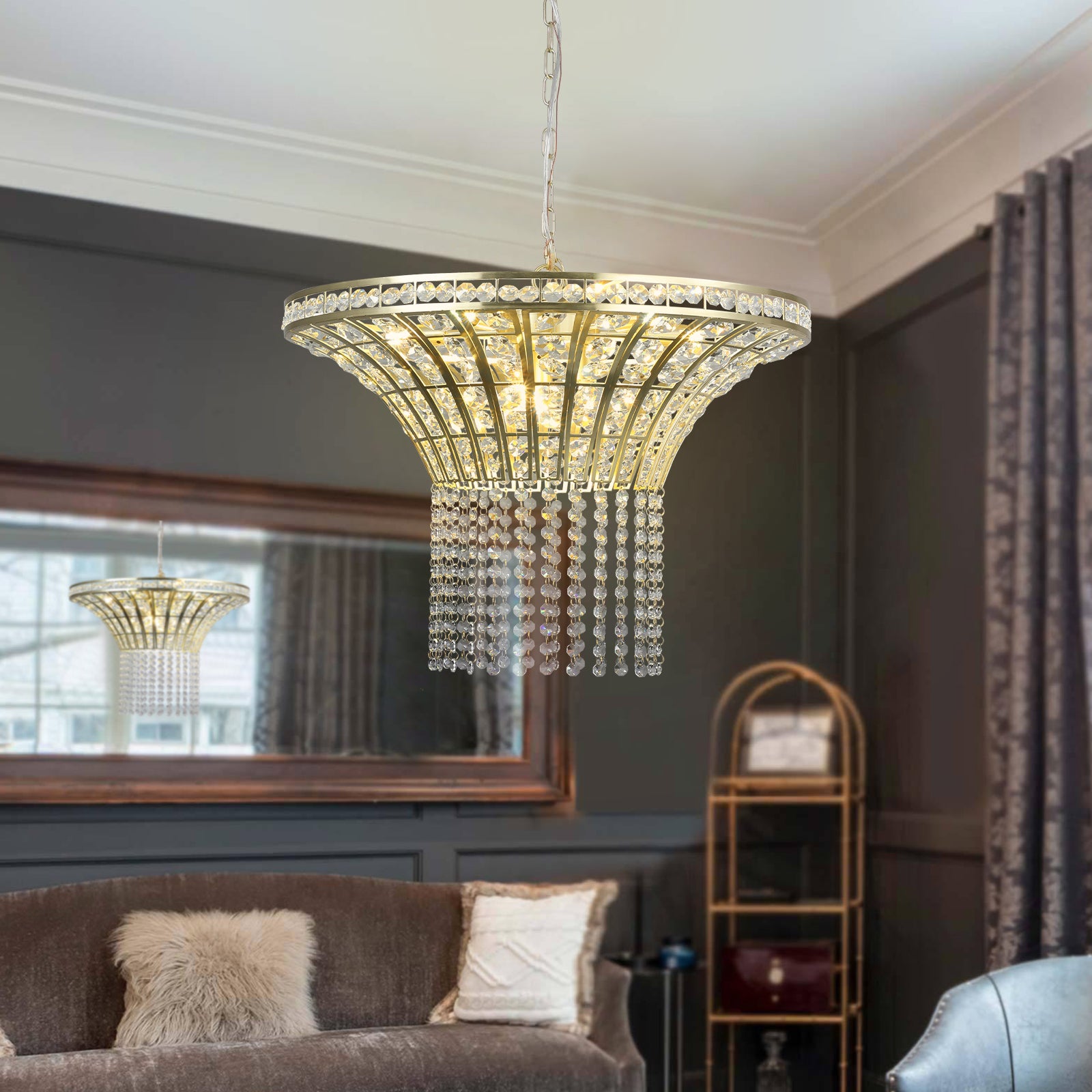 8-Light 23.6" Wide Crystal Waterfall Chandelier (Bulb Not