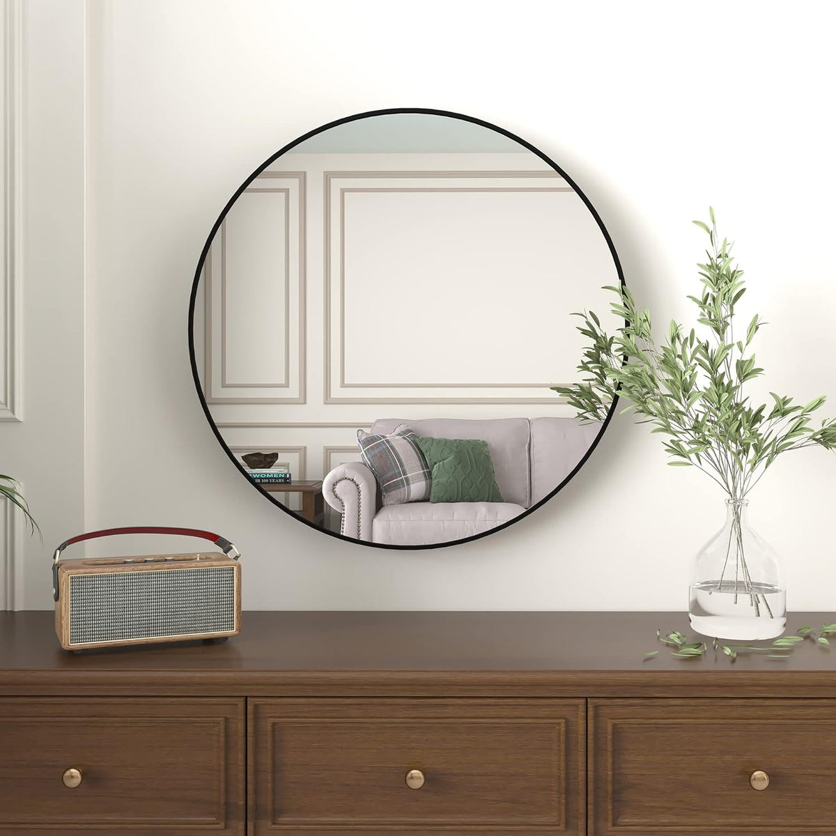 Bexley Round Bathroom Mirror, Black