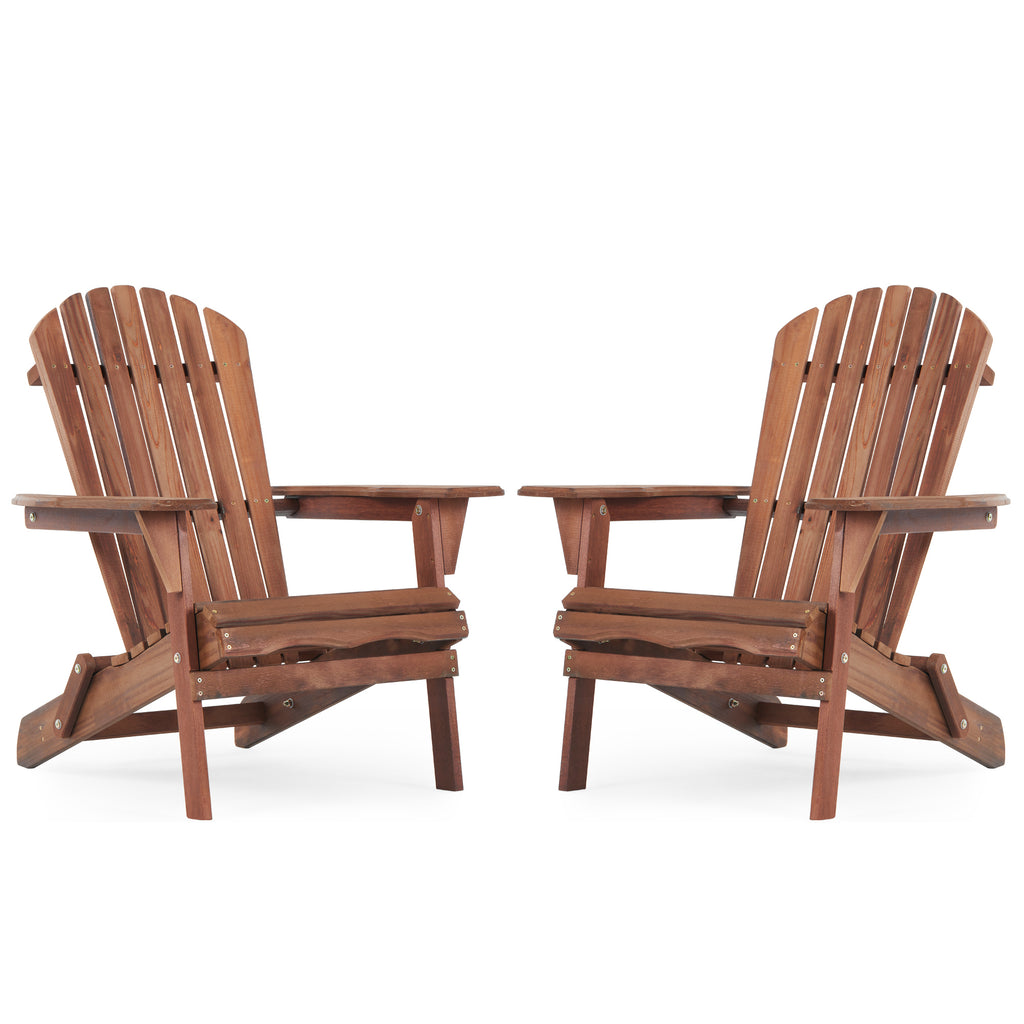 Wooden Outdoor Folding Adirondack Chair Set of 2 Fire Pit