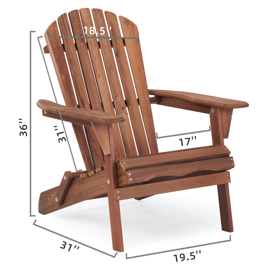 Wooden Outdoor Folding Adirondack Chair Set of 2 Fire Pit