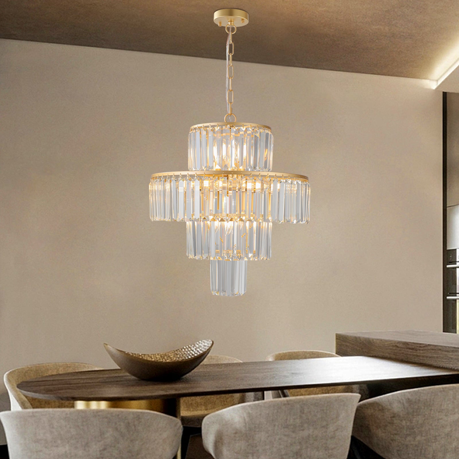 20" Luxury 4-Tier Crystal Chandelier