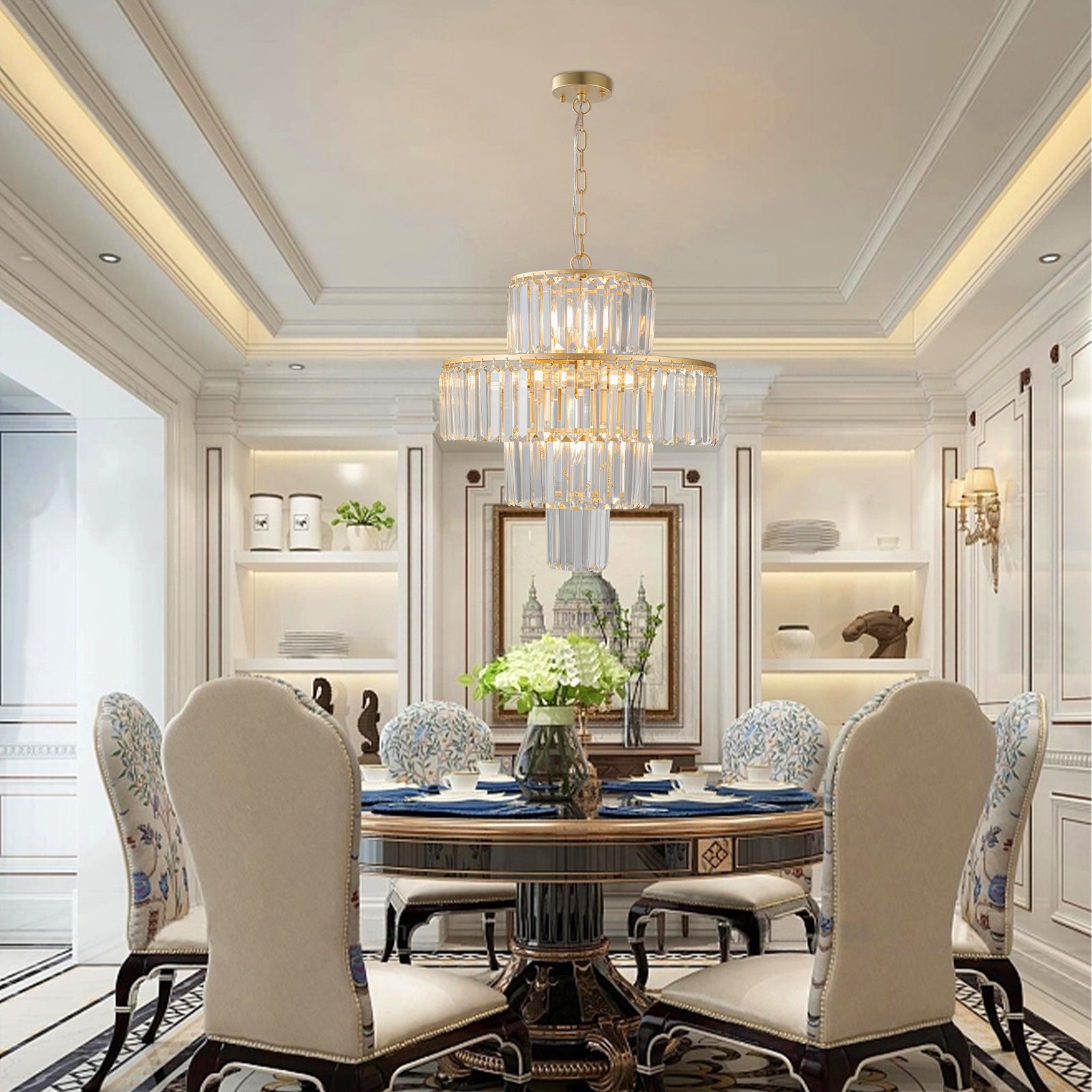 20" Luxury 4-Tier Crystal Chandelier