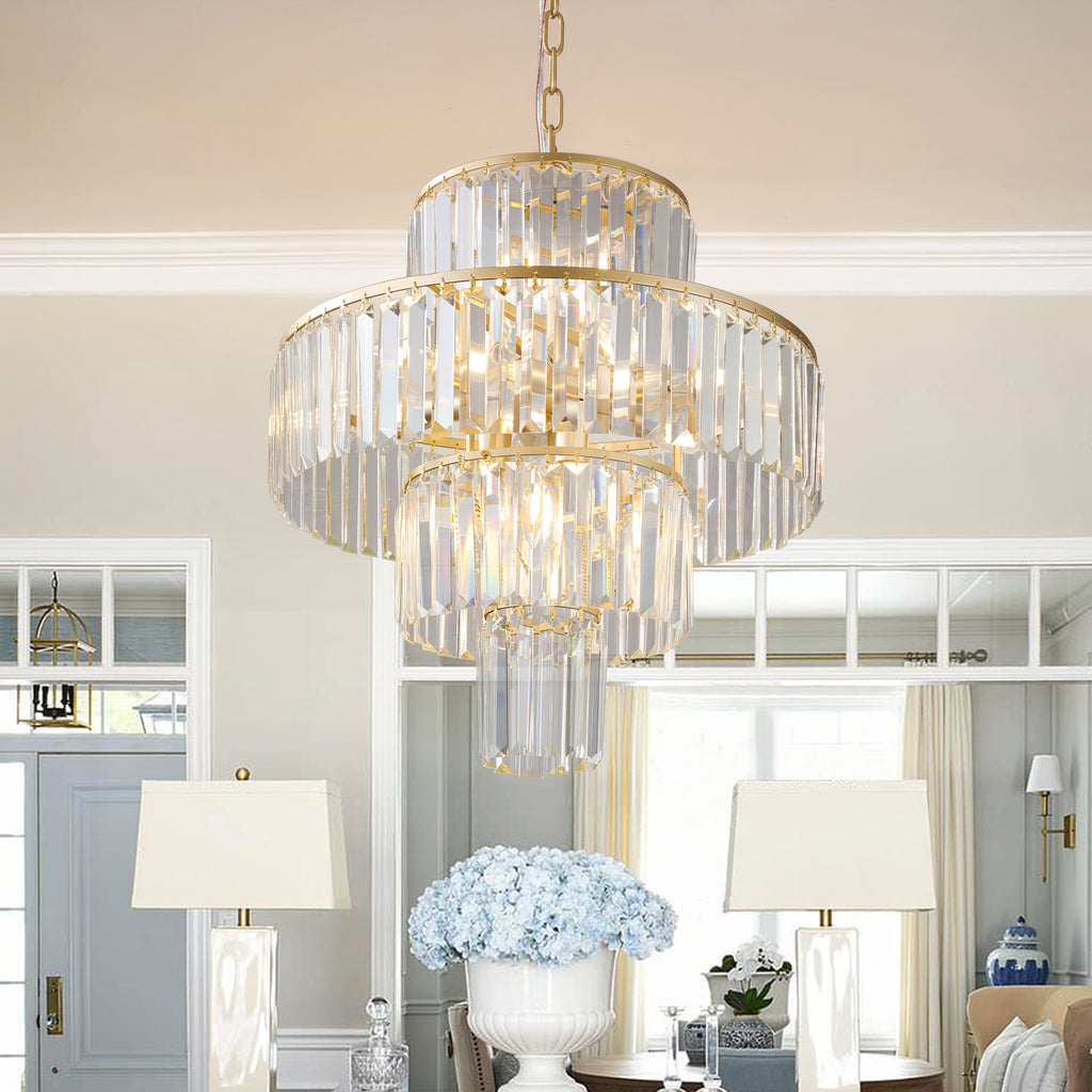 20" Luxury 4-Tier Crystal Chandelier