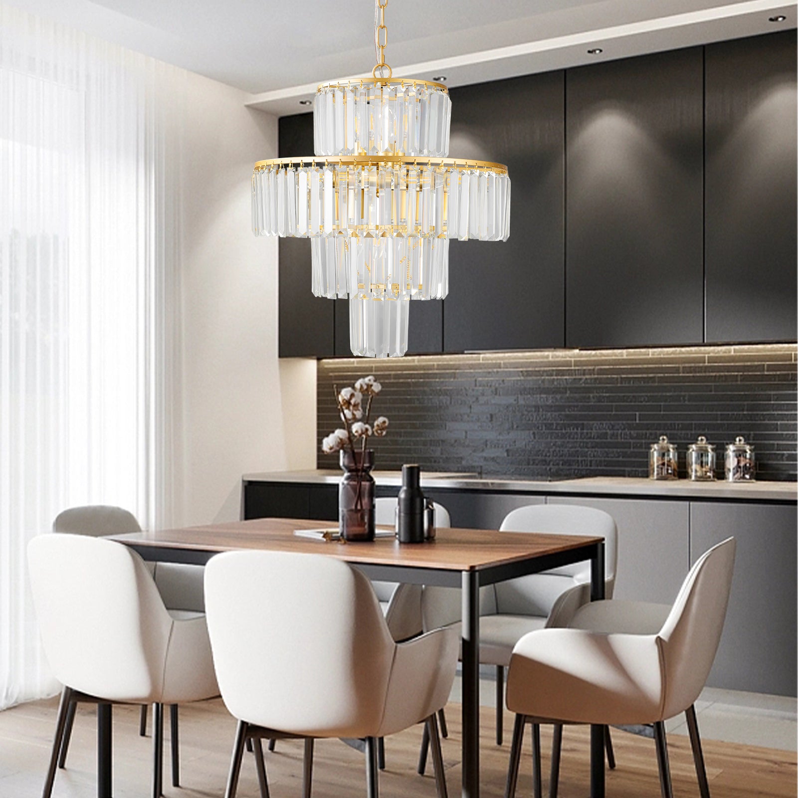 20" Luxury 4-Tier Crystal Chandelier