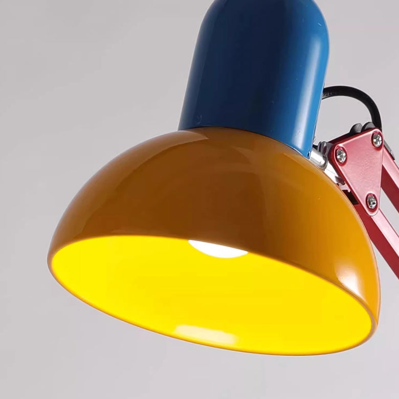 Compact Iron Floor Lamp with Hemispherical Lampshade
