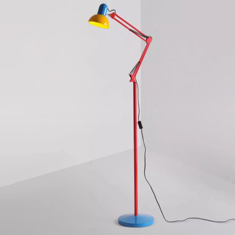 Compact Iron Floor Lamp with Hemispherical Lampshade