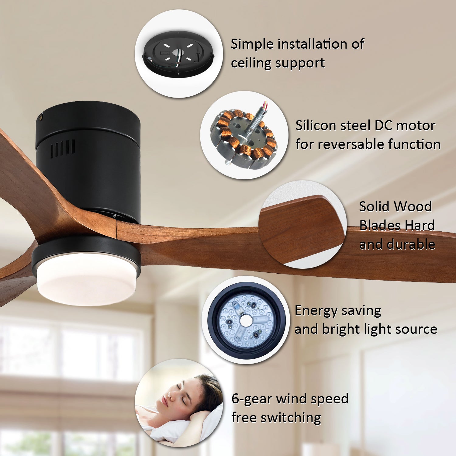 52 Inch Wooden Ceiling Fan