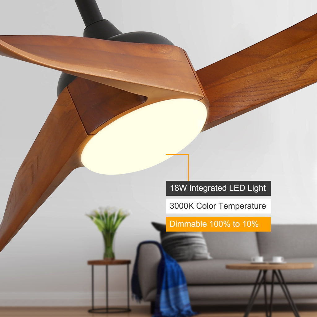 52 Inch Ceiling Fan With Dimmable 3 Color Led Light 3