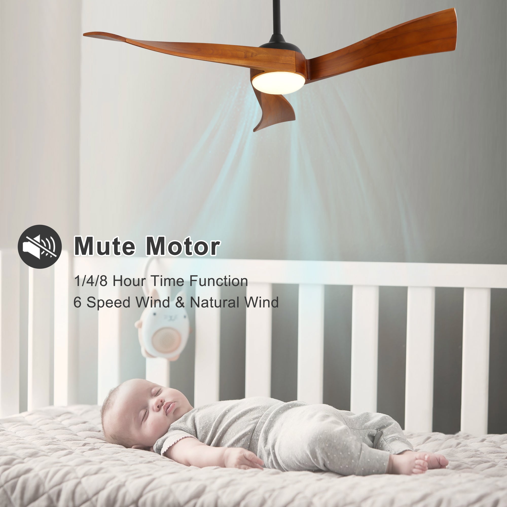 52 Inch Ceiling Fan With Dimmable 3 Color Led Light 3